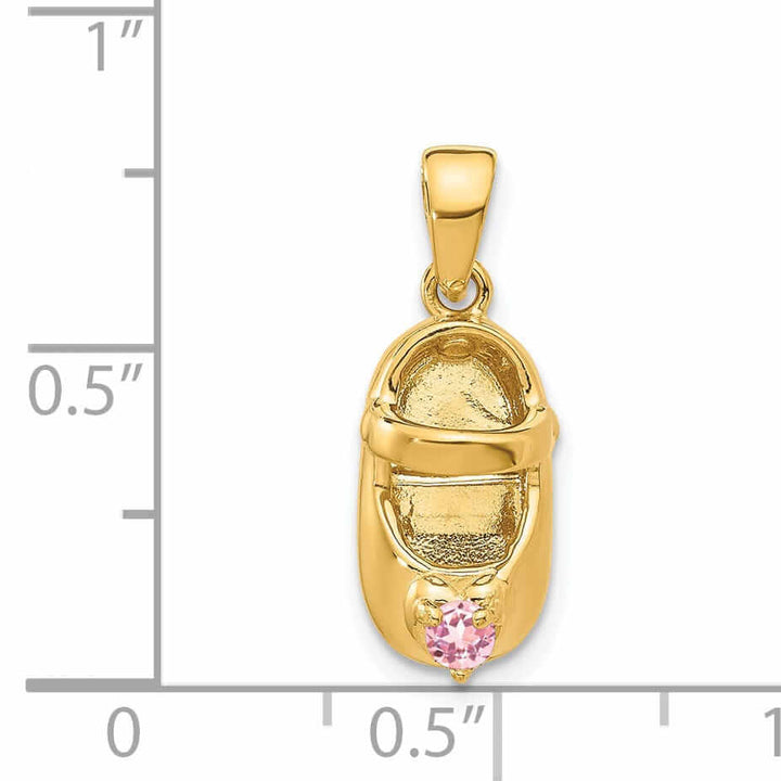 Lovely Rita's Pendants & Charms 14 Yellow Gold Pink Tourmaline Stone Shoe Charm