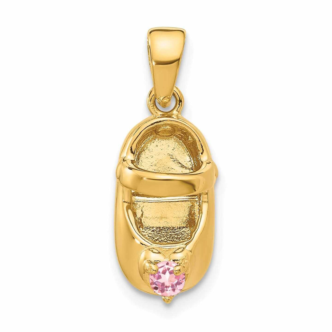 Lovely Rita's Pendants & Charms 14 Yellow Gold Pink Tourmaline Stone Shoe Charm