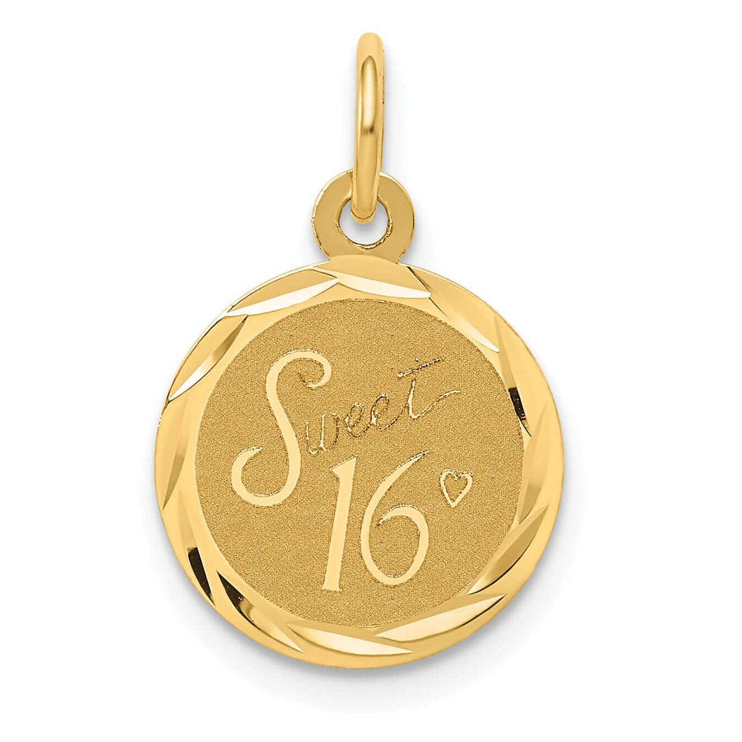 Lovely Rita's Pendants & Charms 14 Yellow Gold Sweet Sixteen Disc Charm Pendant