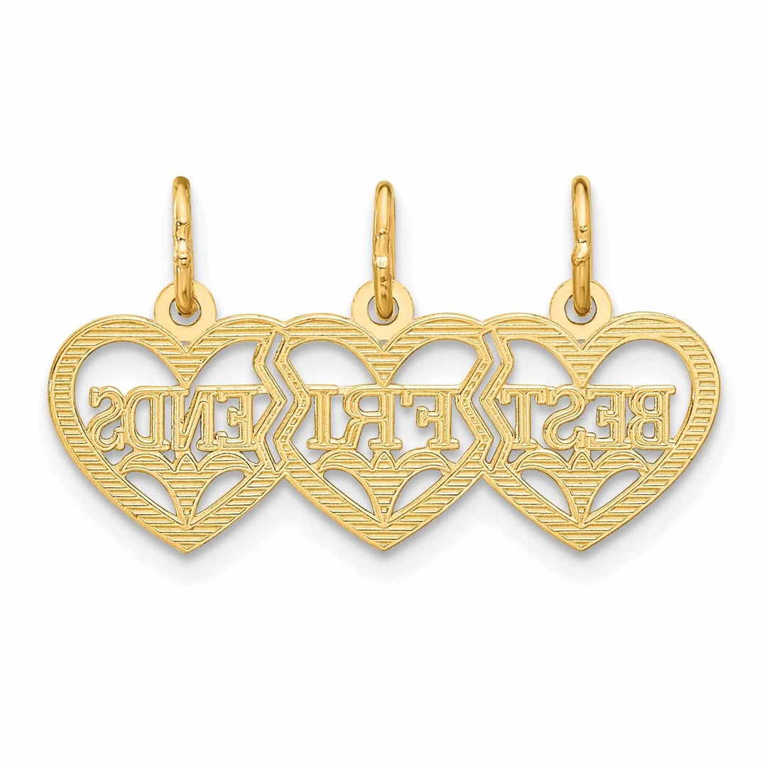 Lovely Rita's Pendants & Charms 14 Yellow Gold Triple Heart Best Friend Pendant