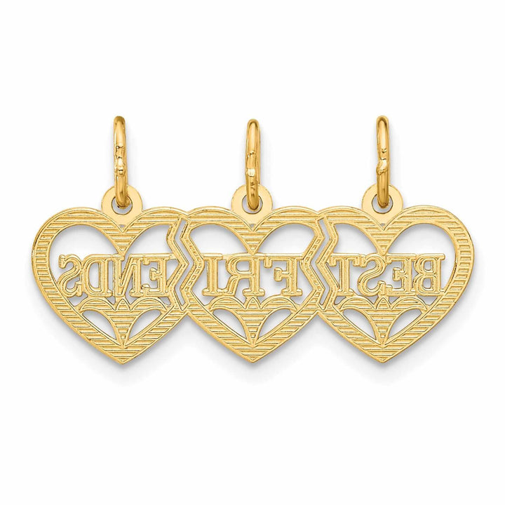 Lovely Rita's Pendants & Charms 14 Yellow Gold Triple Heart Best Friend Pendant