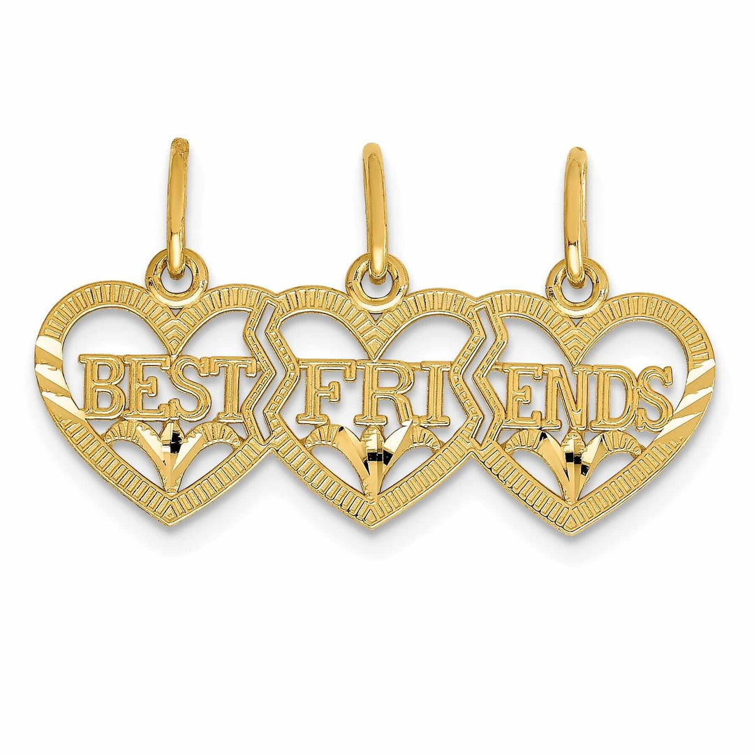 Lovely Rita's Pendants & Charms 14 Yellow Gold Triple Heart Best Friend Pendant