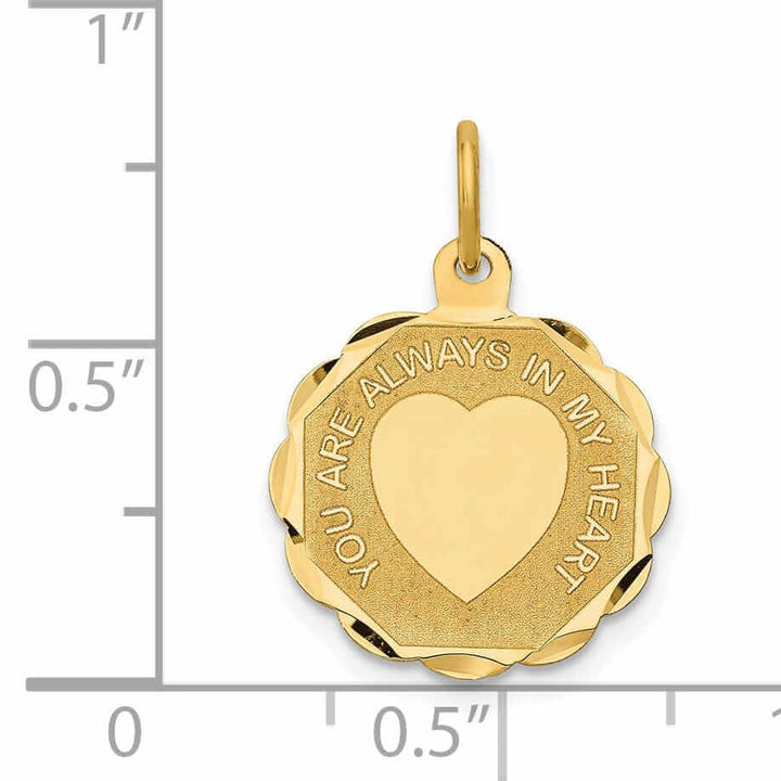 Lovely Rita's Pendants & Charms 14 Yellow Gold You Are Always In My Heart Charm