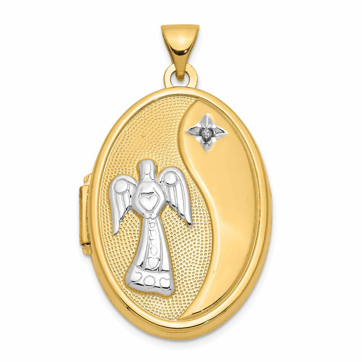 Lovely Rita's Pendants & Charms 14k Gold Guardian Angel Oval Locket Pendant