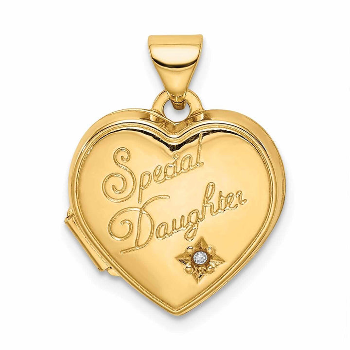 Lovely Rita's Pendants & Charms 14k Gold Heart Diamond Special Daughter Locket