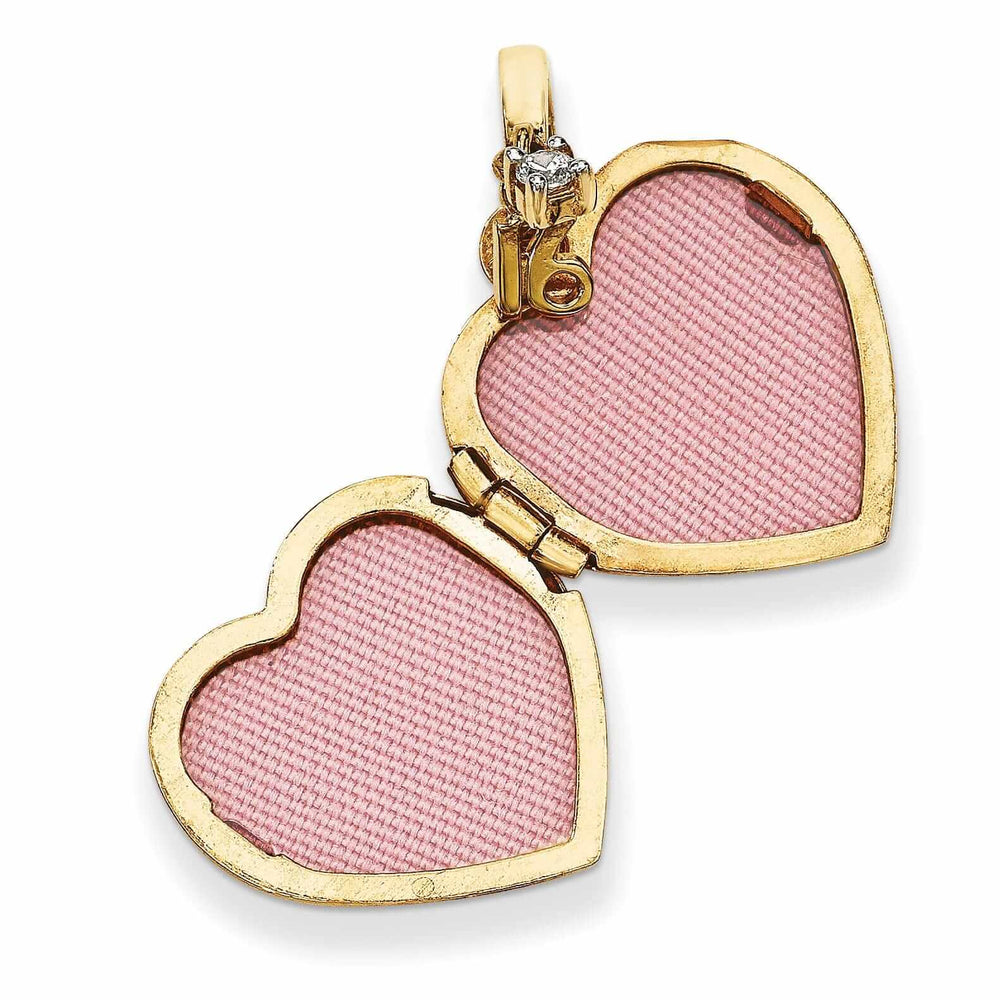Lovely Rita's Pendants & Charms 14k Gold Heart Happy 16th Birthday with Locket