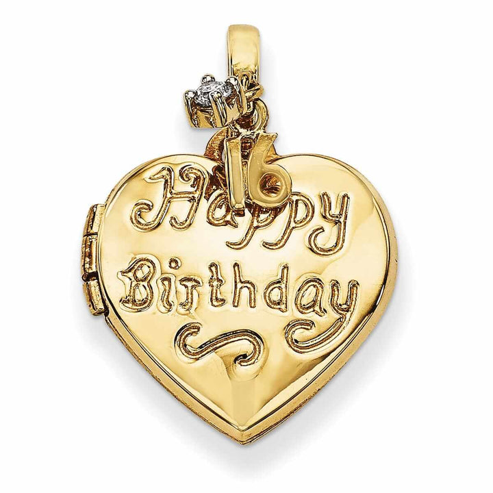 Lovely Rita's Pendants & Charms 14k Gold Heart Happy 16th Birthday with Locket