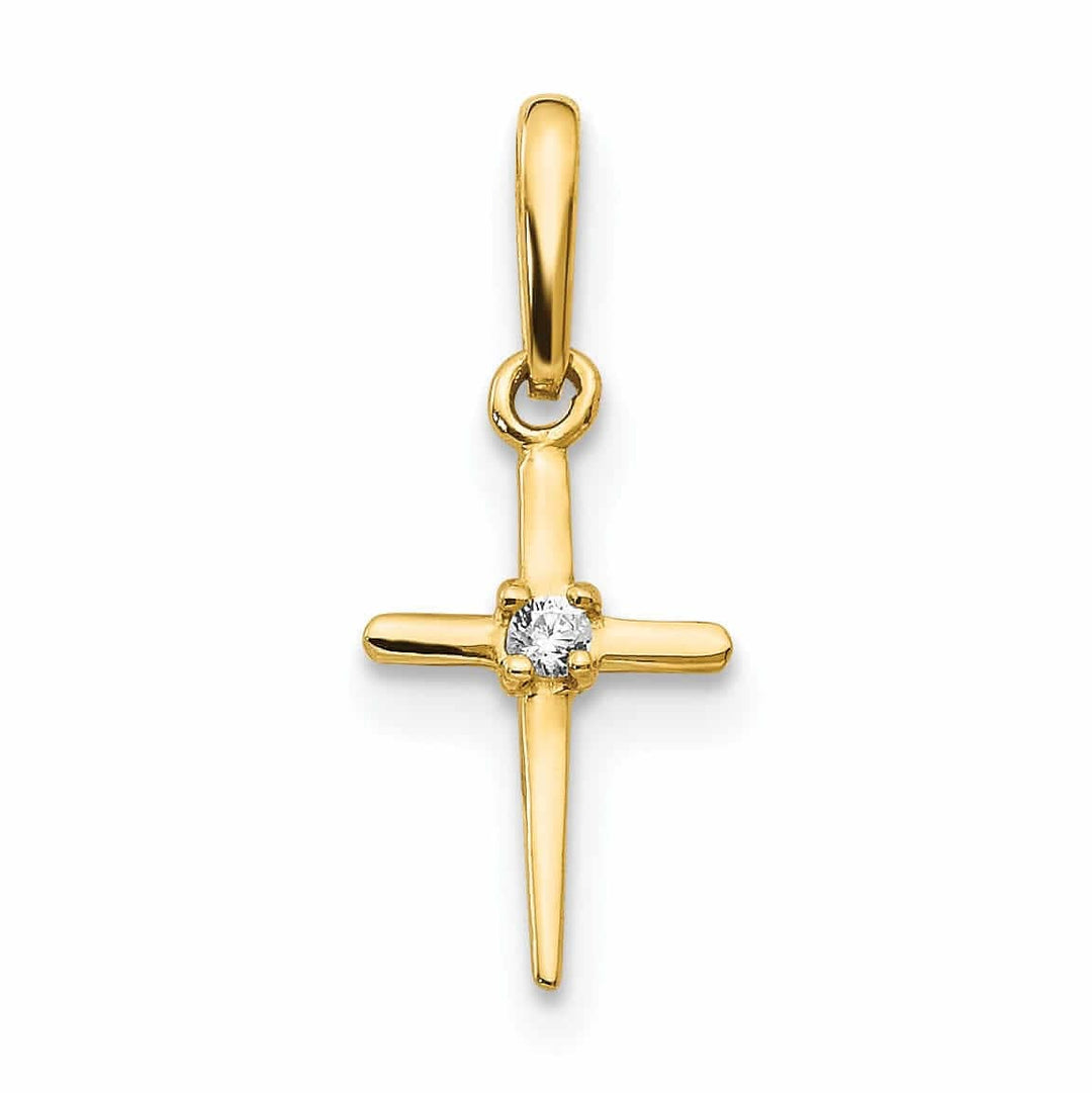Lovely Rita's Pendants & Charms 14k Madi K C.Z Stone Childrens Cross Pendant