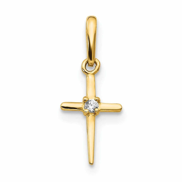 Lovely Rita's Pendants & Charms 14k Madi K C.Z Stone Childrens Cross Pendant
