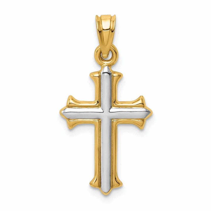 14k Rhodium Cross Pendant in 14K Two Tone Gold