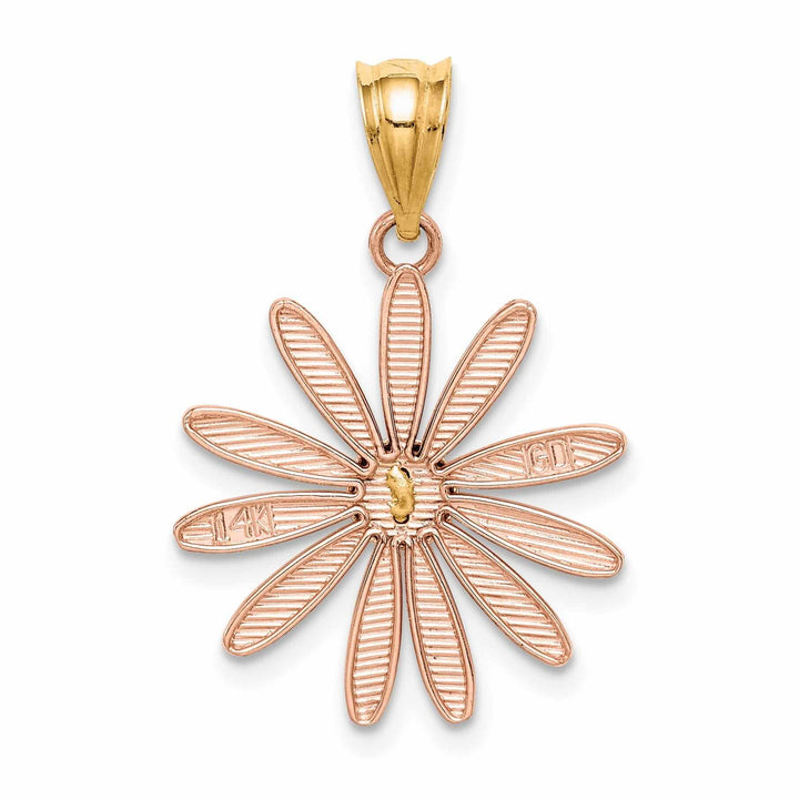 Lovely Rita's Pendants & Charms 14k Rose and Yellow Gold Casted Textured Back Solid Polished Finish Daisy Charm Pendant