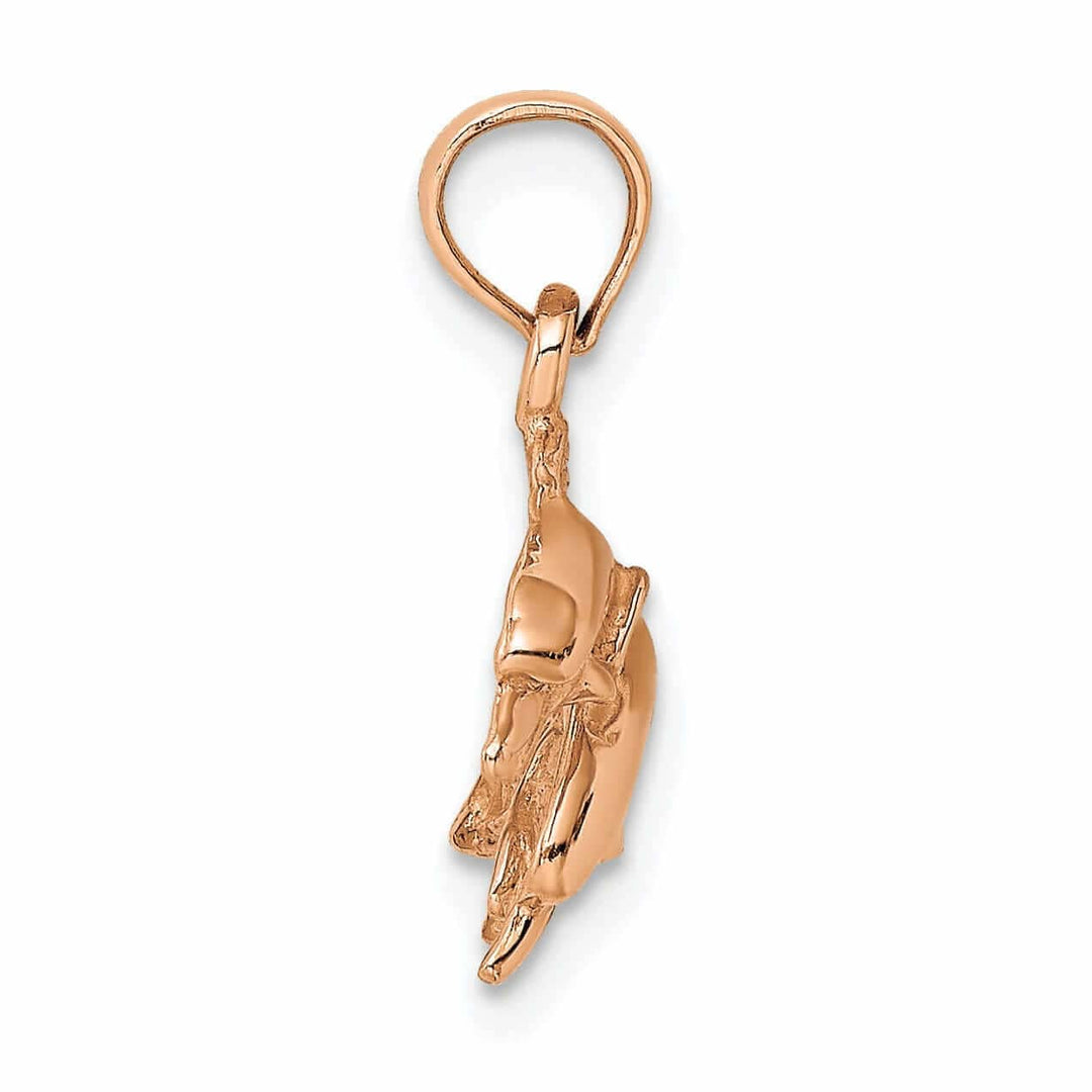 Lovely Rita's Pendants & Charms 14K Rose Gold 2-DimensionalTextured Polished Finish Double Dolphins Jumping Left Sided Charm Pendant