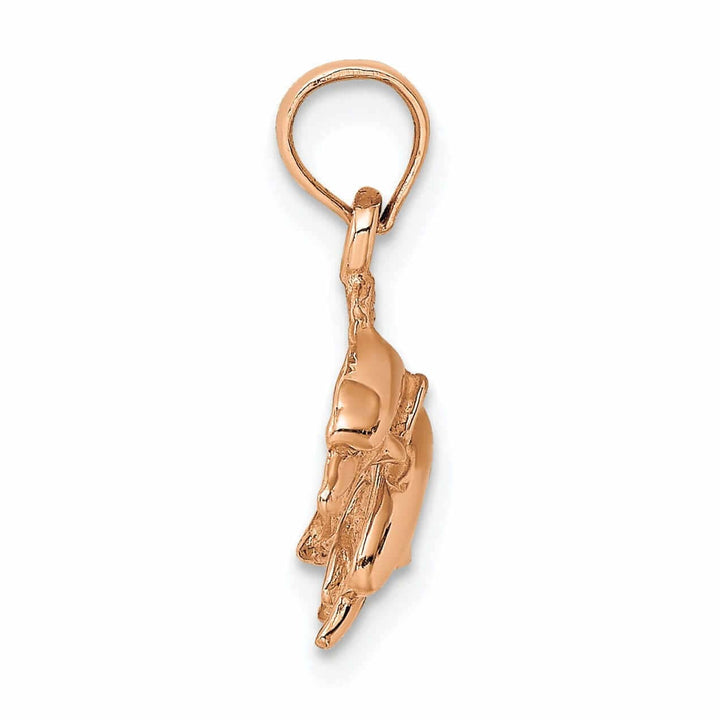 Lovely Rita's Pendants & Charms 14K Rose Gold 2-DimensionalTextured Polished Finish Double Dolphins Jumping Left Sided Charm Pendant