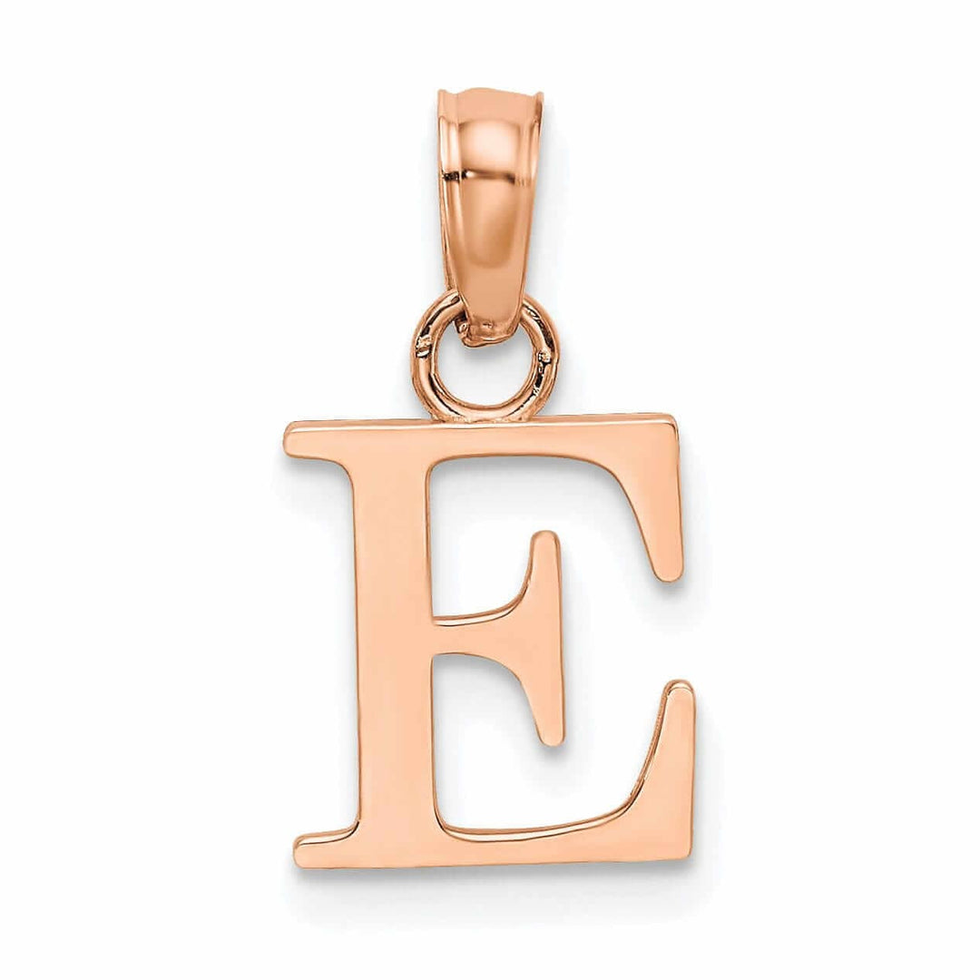 Lovely Rita's Pendants & Charms 14K Rose Gold Block Design Small Letter E Initial Charm Pendant