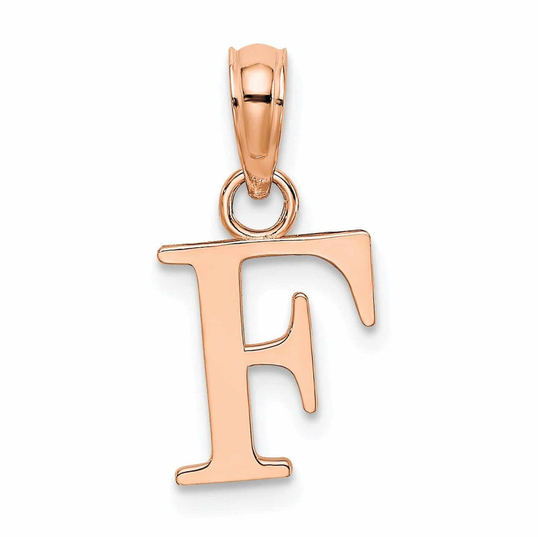 Lovely Rita's Pendants & Charms 14K Rose Gold Block Design Small Letter F Initial Charm Pendant