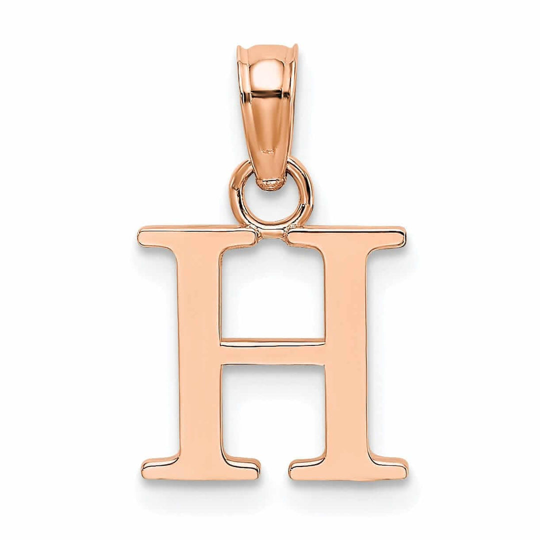 Lovely Rita's Pendants & Charms 14K Rose Gold Block Design Small Letter H Initial Charm Pendant