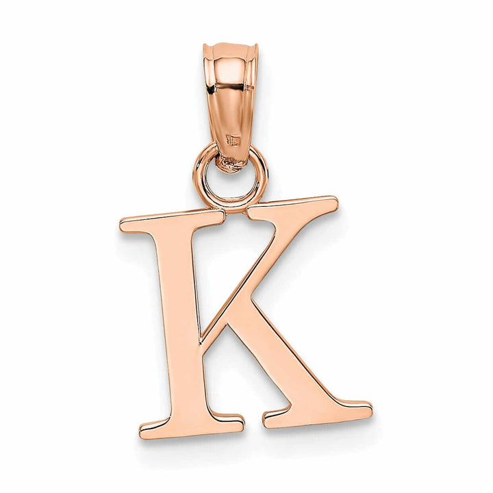 Lovely Rita's Pendants & Charms 14K Rose Gold Block Design Small Letter K Initial Charm Pendant