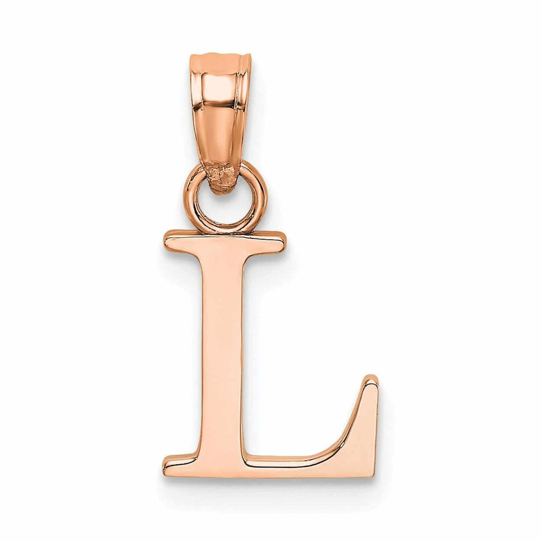 Lovely Rita's Pendants & Charms 14K Rose Gold Block Design Small Letter L Initial Charm Pendant
