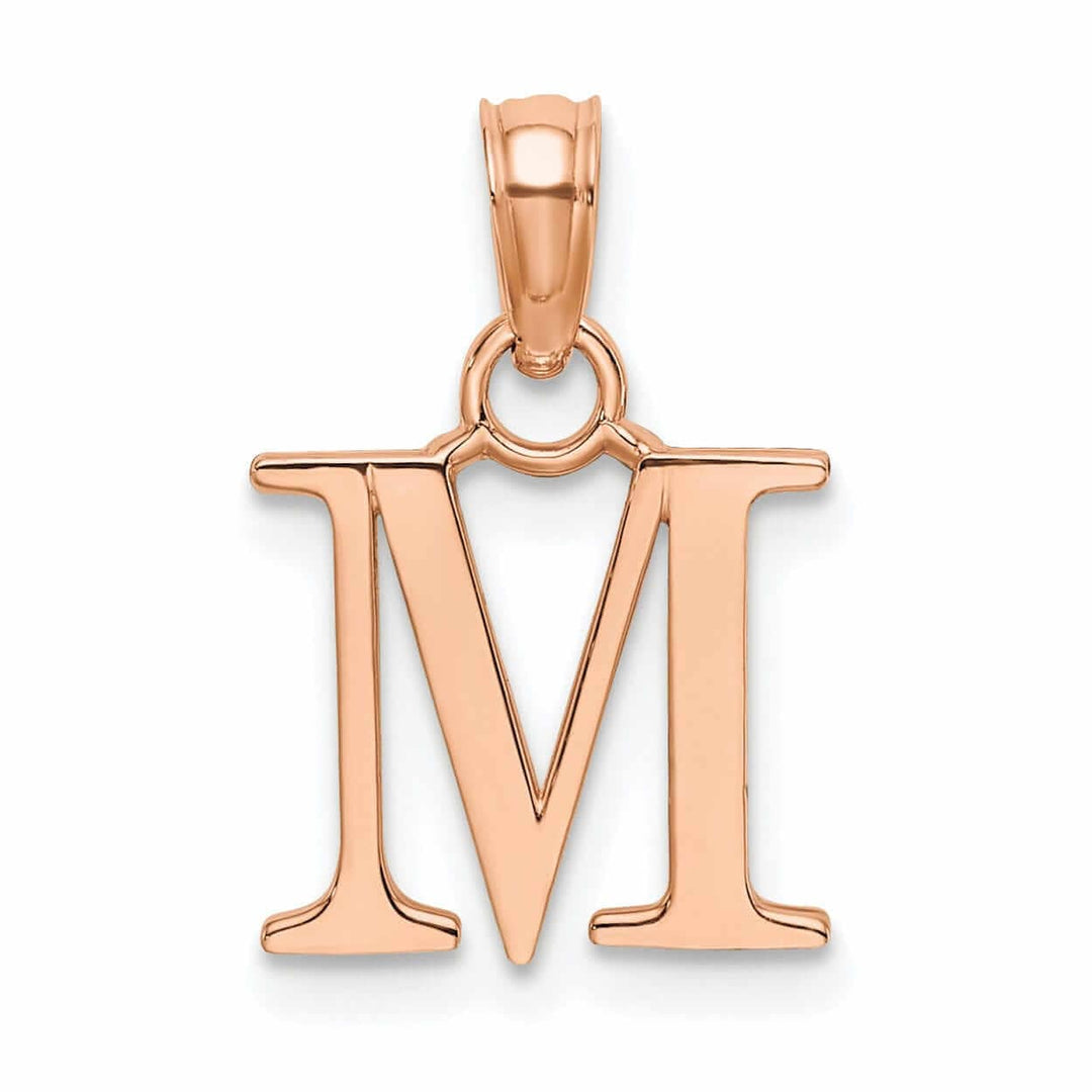 Lovely Rita's Pendants & Charms 14K Rose Gold Block Design Small Letter M Initial Charm Pendant