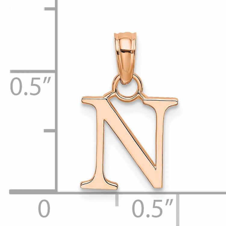 Lovely Rita's Pendants & Charms 14K Rose Gold Block Design Small Letter N Initial Charm Pendant