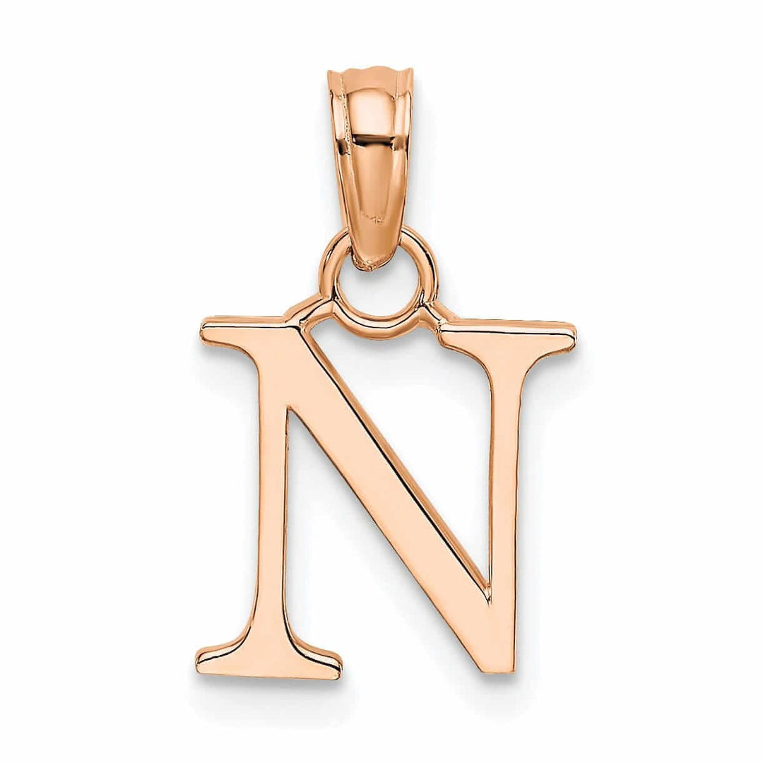 Lovely Rita's Pendants & Charms 14K Rose Gold Block Design Small Letter N Initial Charm Pendant