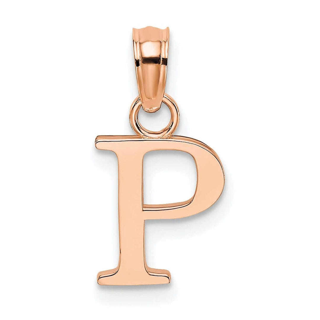 Lovely Rita's Pendants & Charms 14K Rose Gold Block Design Small Letter P Initial Charm Pendant