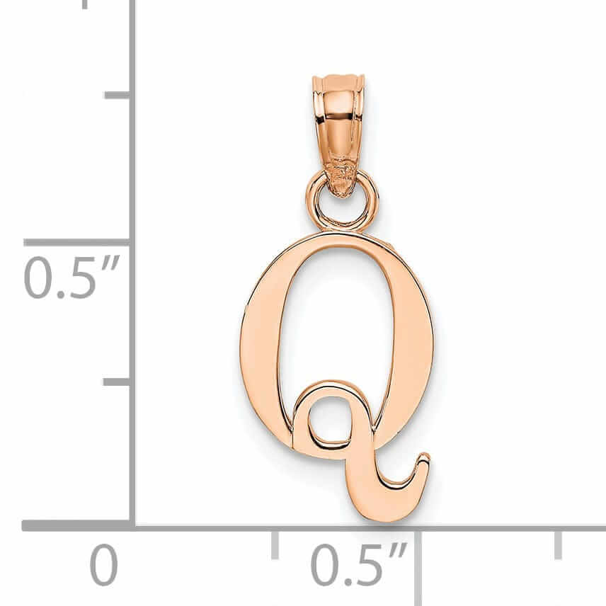 Lovely Rita's Pendants & Charms 14K Rose Gold Block Design Small Letter Q Initial Charm Pendant