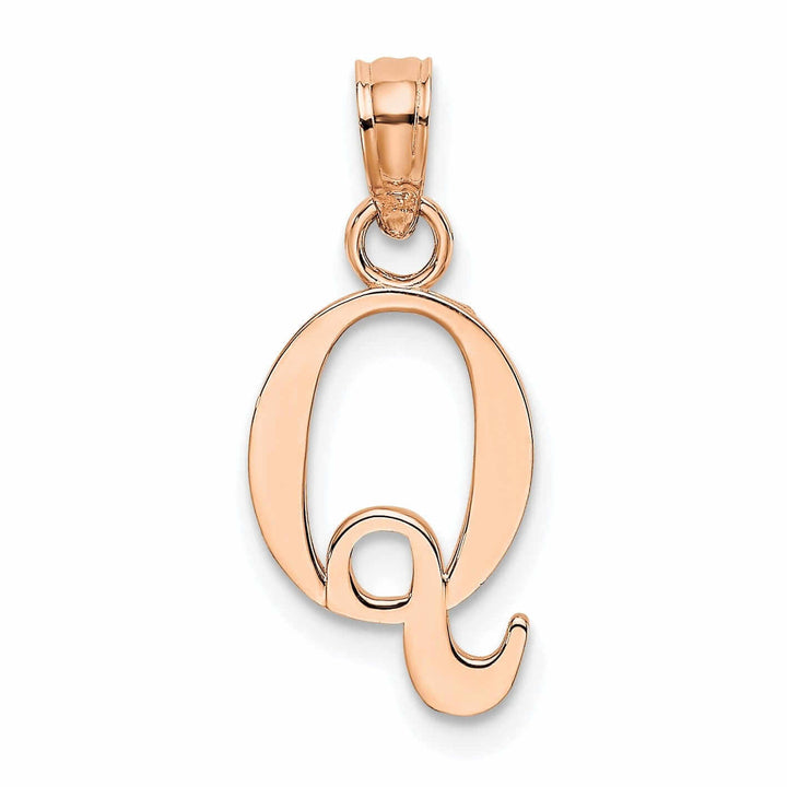 Lovely Rita's Pendants & Charms 14K Rose Gold Block Design Small Letter Q Initial Charm Pendant