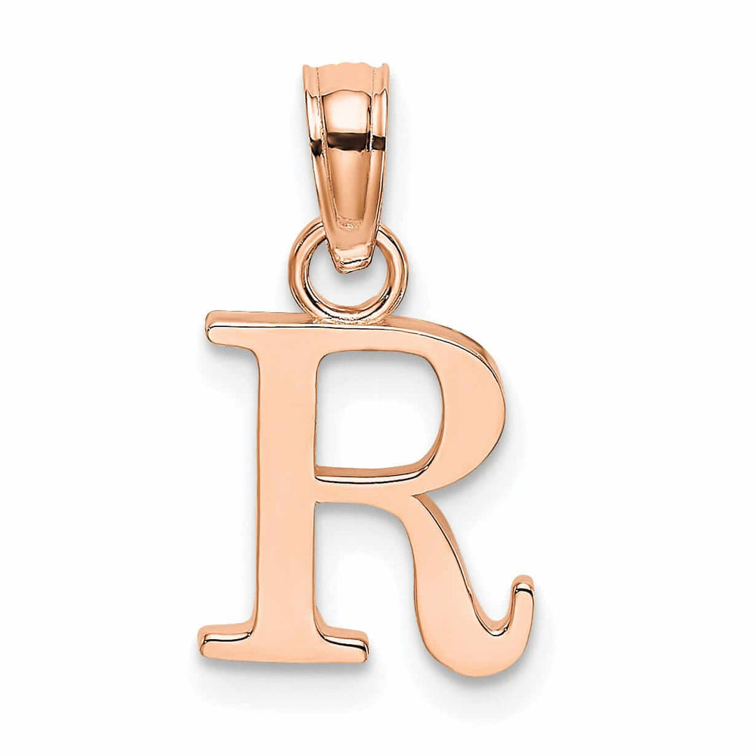 Lovely Rita's Pendants & Charms 14K Rose Gold Block Design Small Letter R Initial Charm Pendant