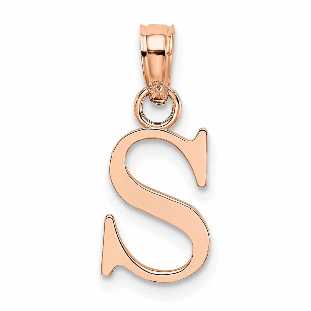 Lovely Rita's Pendants & Charms 14K Rose Gold Block Design Small Letter S Initial Charm Pendant