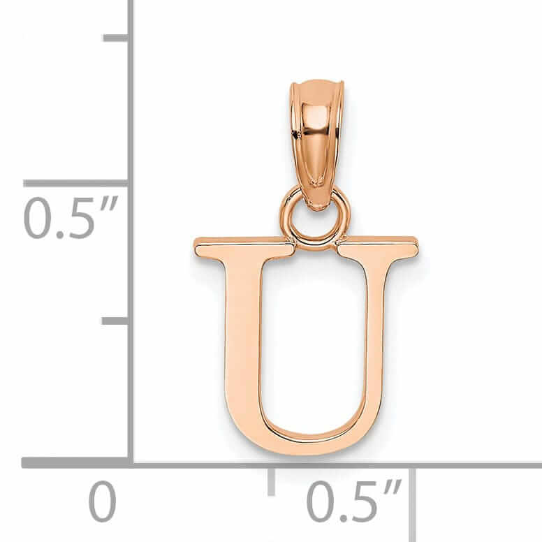 Lovely Rita's Pendants & Charms 14K Rose Gold Block Design Small Letter U Initial Charm Pendant
