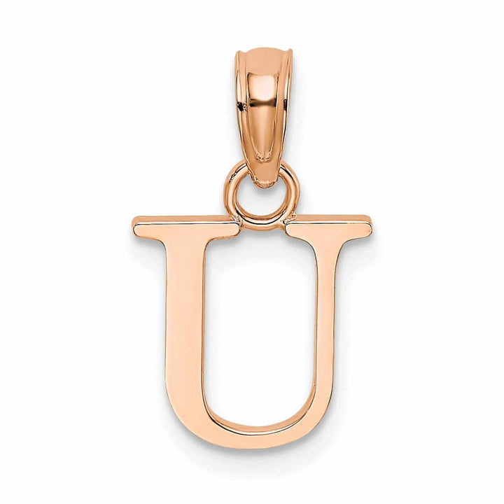 Lovely Rita's Pendants & Charms 14K Rose Gold Block Design Small Letter U Initial Charm Pendant