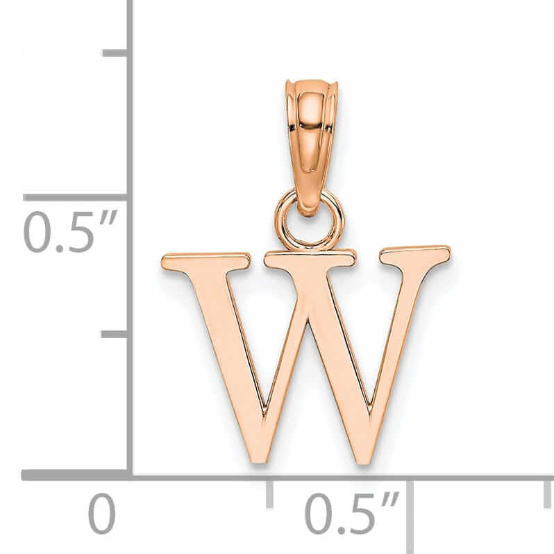 Lovely Rita's Pendants & Charms 14K Rose Gold Block Design Small Letter W Initial Charm Pendant