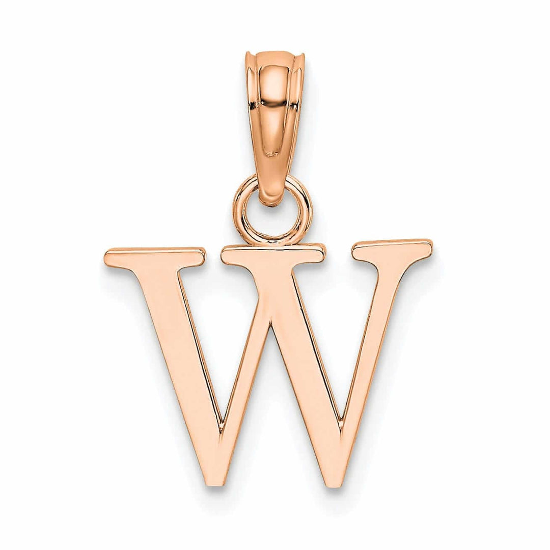 Lovely Rita's Pendants & Charms 14K Rose Gold Block Design Small Letter W Initial Charm Pendant