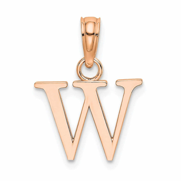 Lovely Rita's Pendants & Charms 14K Rose Gold Block Design Small Letter W Initial Charm Pendant