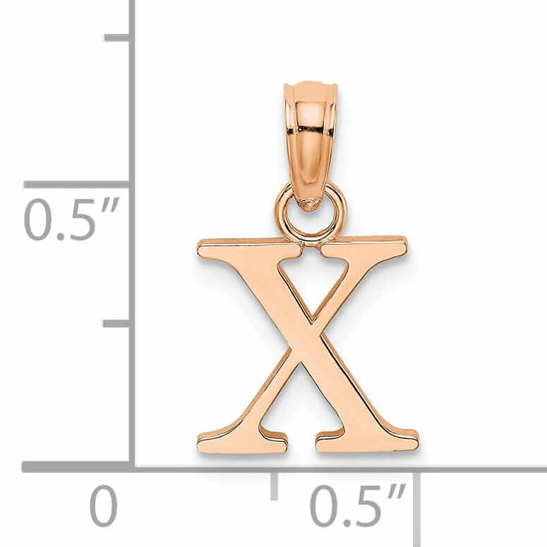 Lovely Rita's Pendants & Charms 14K Rose Gold Block Design Small Letter X Initial Charm Pendant