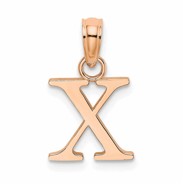 Lovely Rita's Pendants & Charms 14K Rose Gold Block Design Small Letter X Initial Charm Pendant