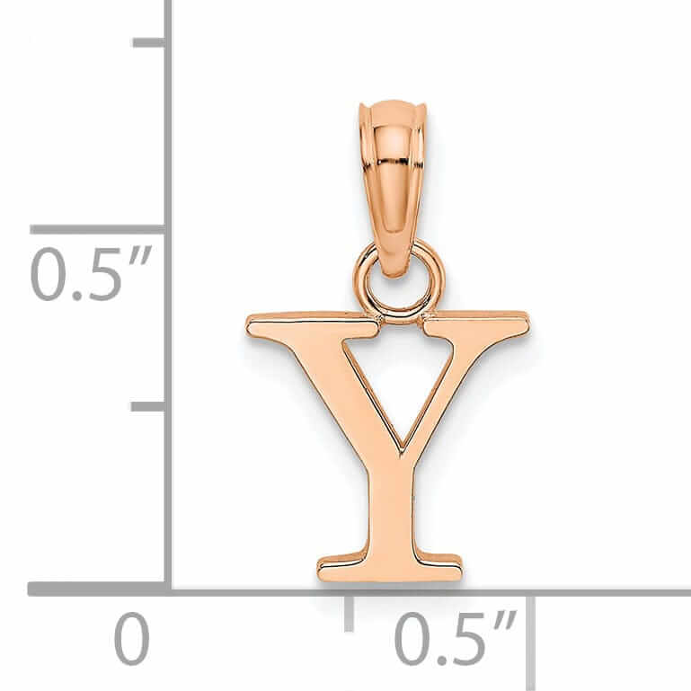 Lovely Rita's Pendants & Charms 14K Rose Gold Block Design Small Letter Y Initial Charm Pendant