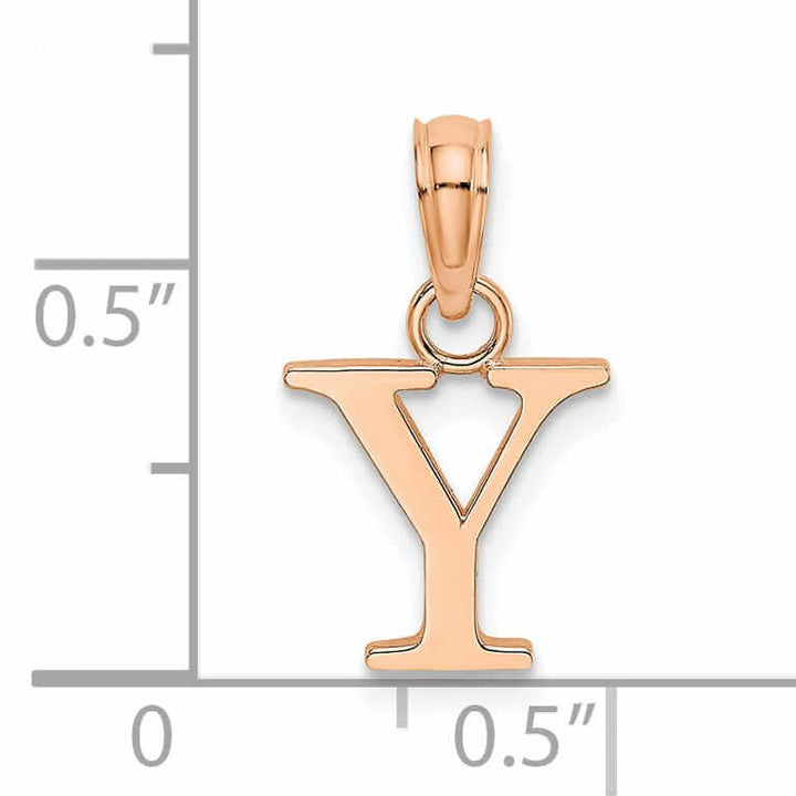 Lovely Rita's Pendants & Charms 14K Rose Gold Block Design Small Letter Y Initial Charm Pendant