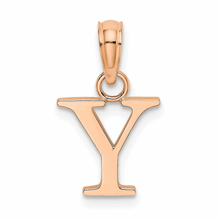 Lovely Rita's Pendants & Charms 14K Rose Gold Block Design Small Letter Y Initial Charm Pendant