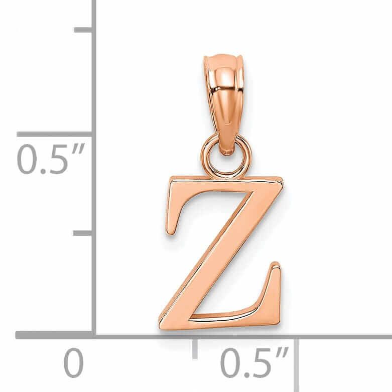 Lovely Rita's Pendants & Charms 14K Rose Gold Block Design Small Letter Z Initial Charm Pendant