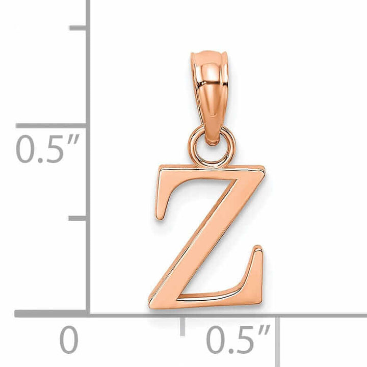 Lovely Rita's Pendants & Charms 14K Rose Gold Block Design Small Letter Z Initial Charm Pendant