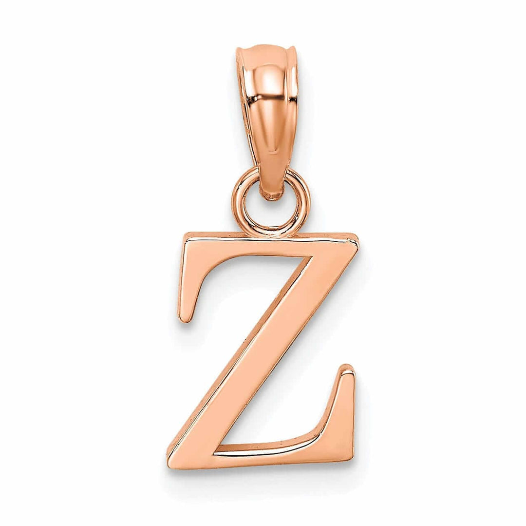 Lovely Rita's Pendants & Charms 14K Rose Gold Block Design Small Letter Z Initial Charm Pendant