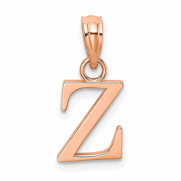Lovely Rita's Pendants & Charms 14K Rose Gold Block Design Small Letter Z Initial Charm Pendant