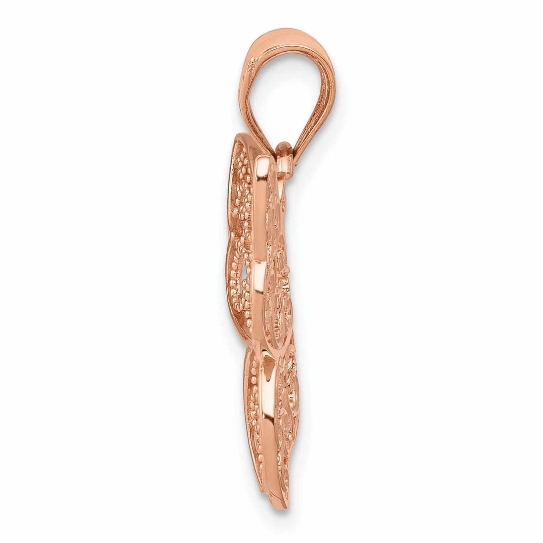 Lovely Rita's Pendants & Charms 14k Rose Gold Casted Open Back Solid Polished Finish Filigree Butterfly Charm Pendant