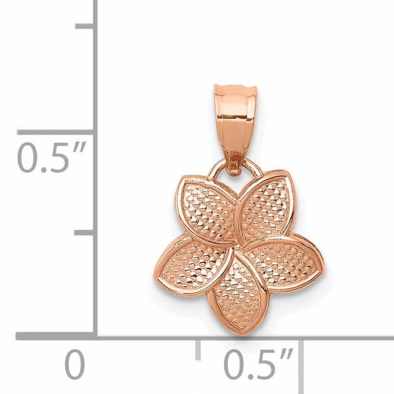Lovely Rita's Pendants & Charms 14K Rose Gold Casted Textured Polished Finish Mini Plumeria Charm Pendant