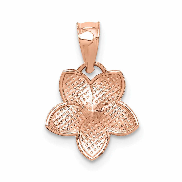 Lovely Rita's Pendants & Charms 14K Rose Gold Casted Textured Polished Finish Mini Plumeria Charm Pendant