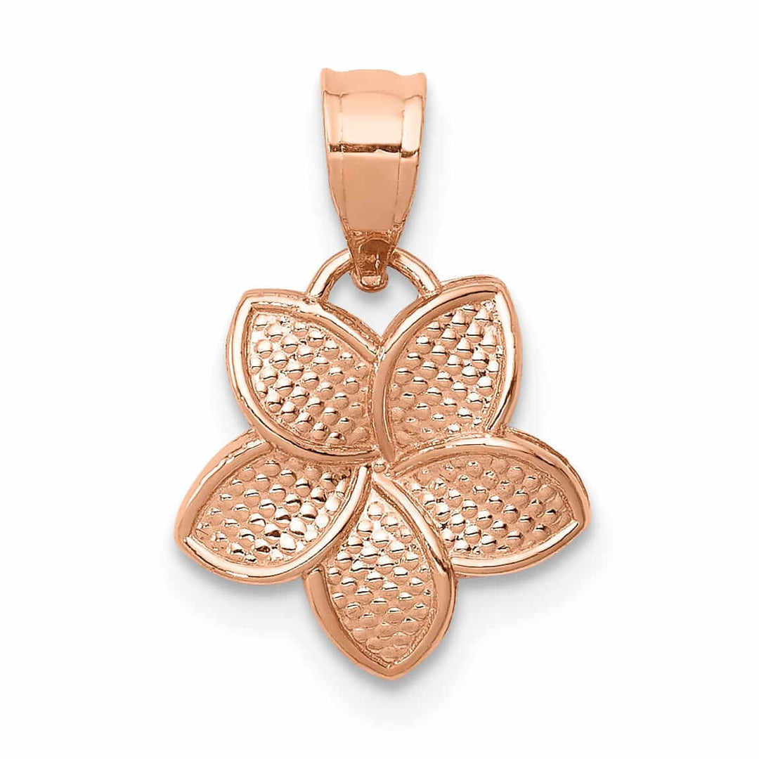 Lovely Rita's Pendants & Charms 14K Rose Gold Casted Textured Polished Finish Mini Plumeria Charm Pendant