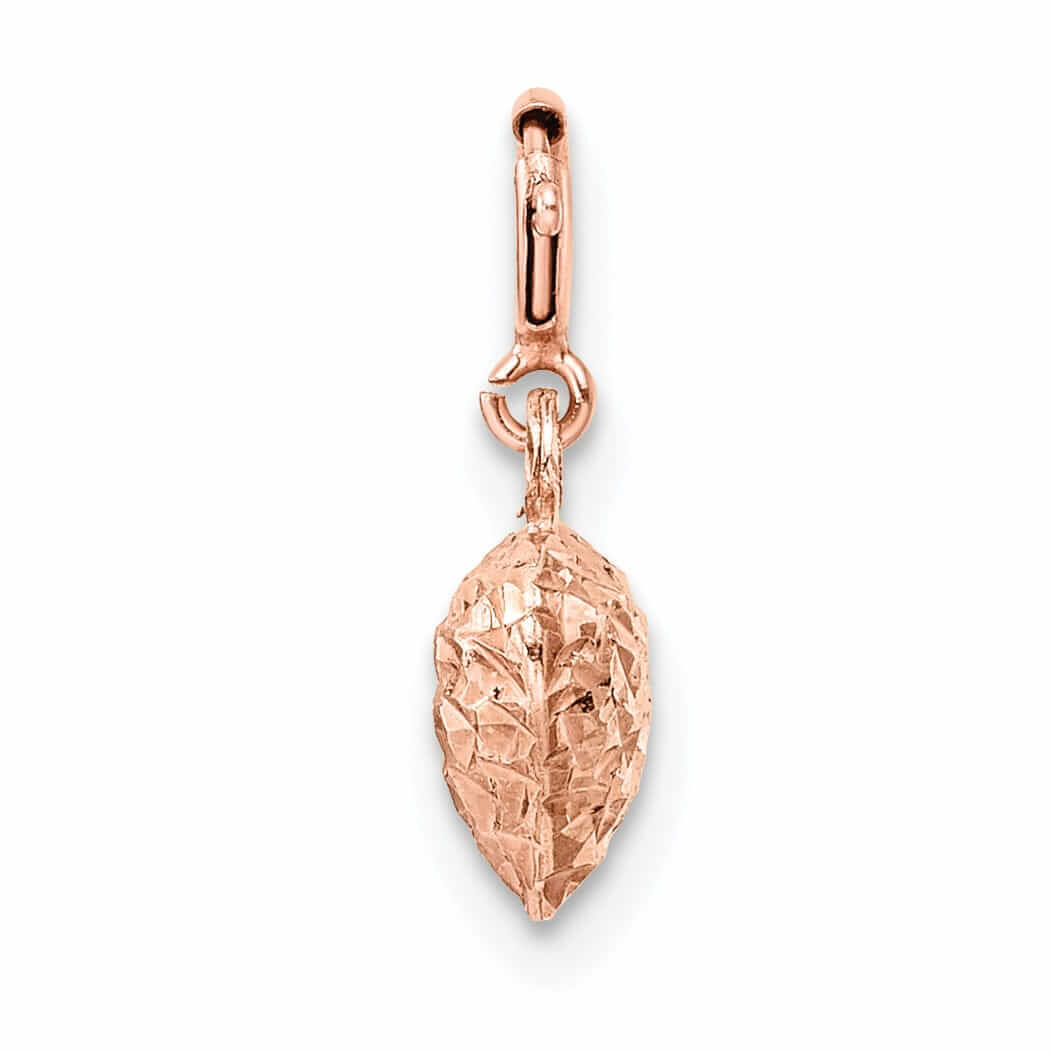 Lovely Rita's Pendants & Charms 14K Rose Gold D.C Finish 3-D Heart Design with Spring Ring Clasp Charm Pendant