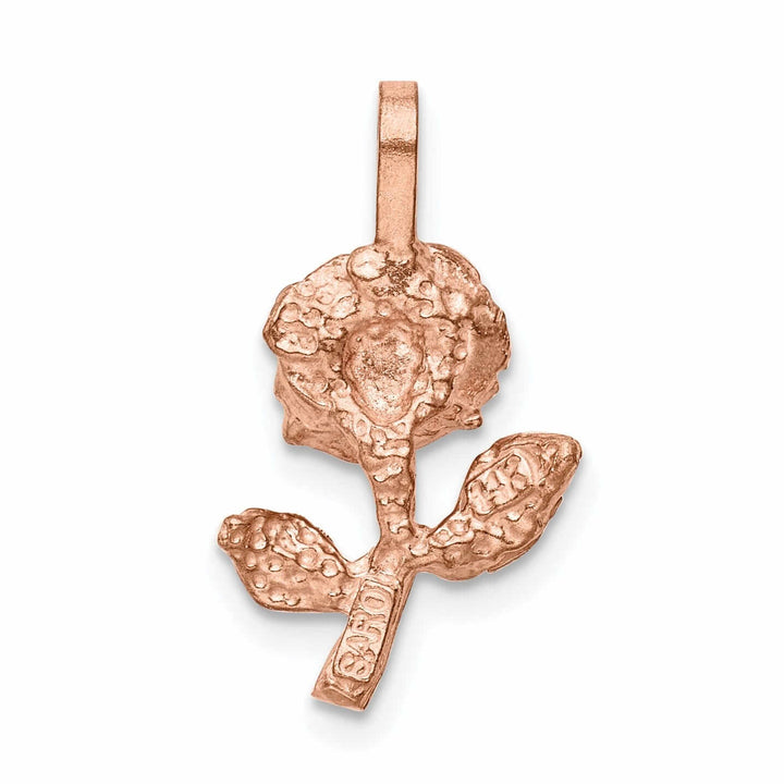 Lovely Rita's Pendants & Charms 14k Rose Gold Diamind-cut Textured Back Solid Polished Finish Rose Charm Pendant